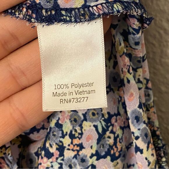 Summer dress short tie neck ruffle flutter micro floral print feminine fairy L - Picture 11 of 13